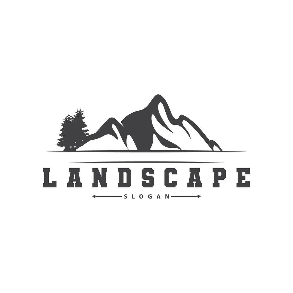 Mountain Nature Landscape Logo Simple Minimalist Design, Vector Illustration Symbol Template