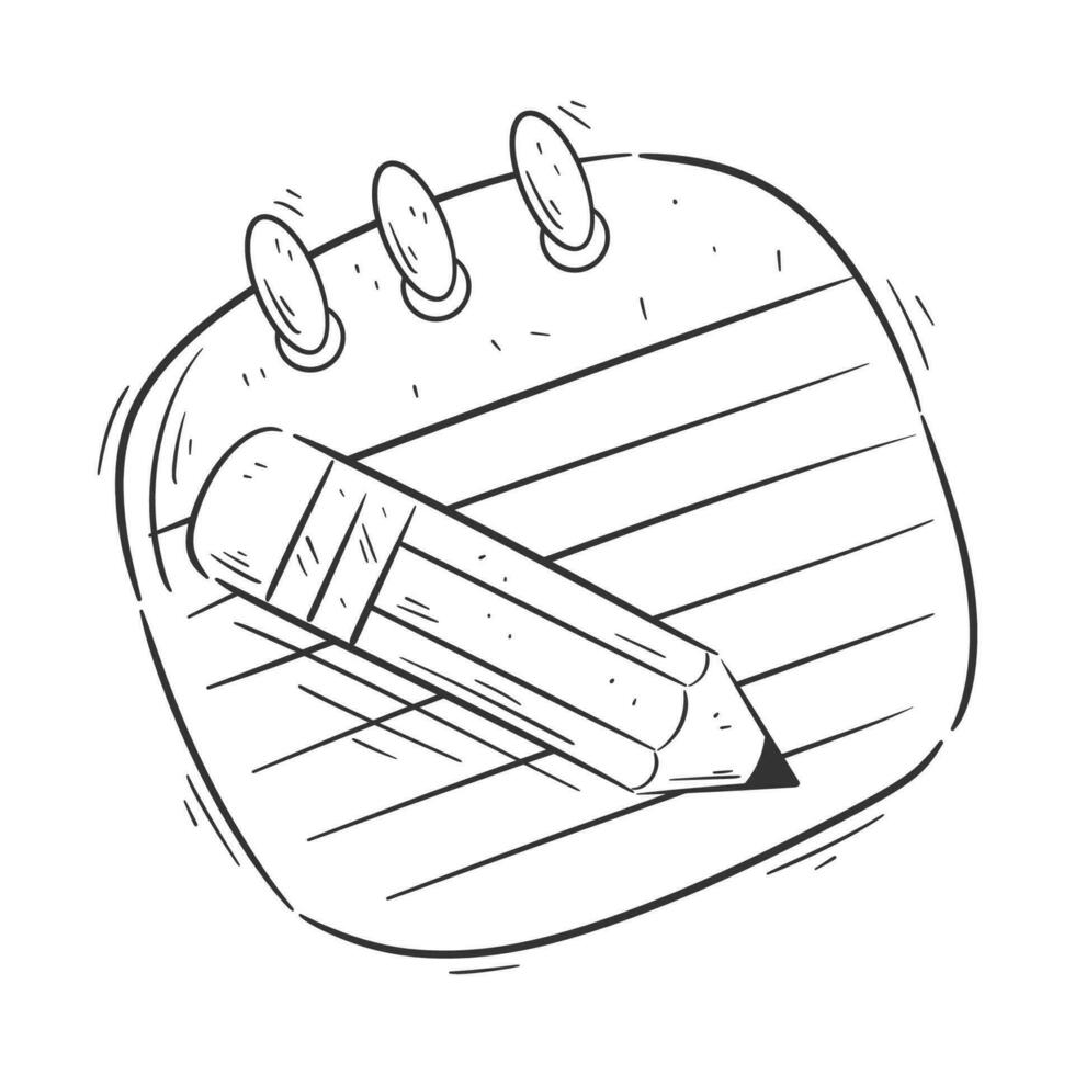 Writing paper and pencil in hand drawn style for coloring 27610804