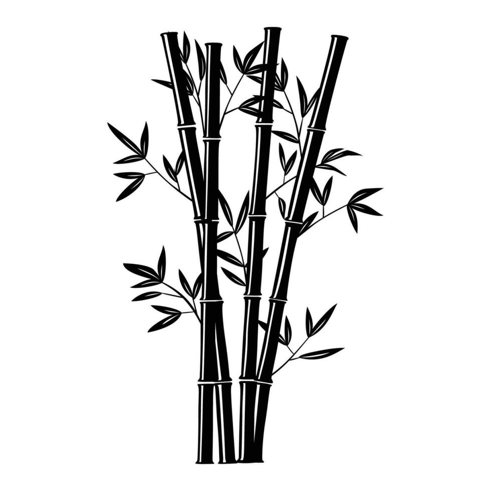 bamboo silhouette design. Asian traditional decoration. Chinese tree sign and symbol vector