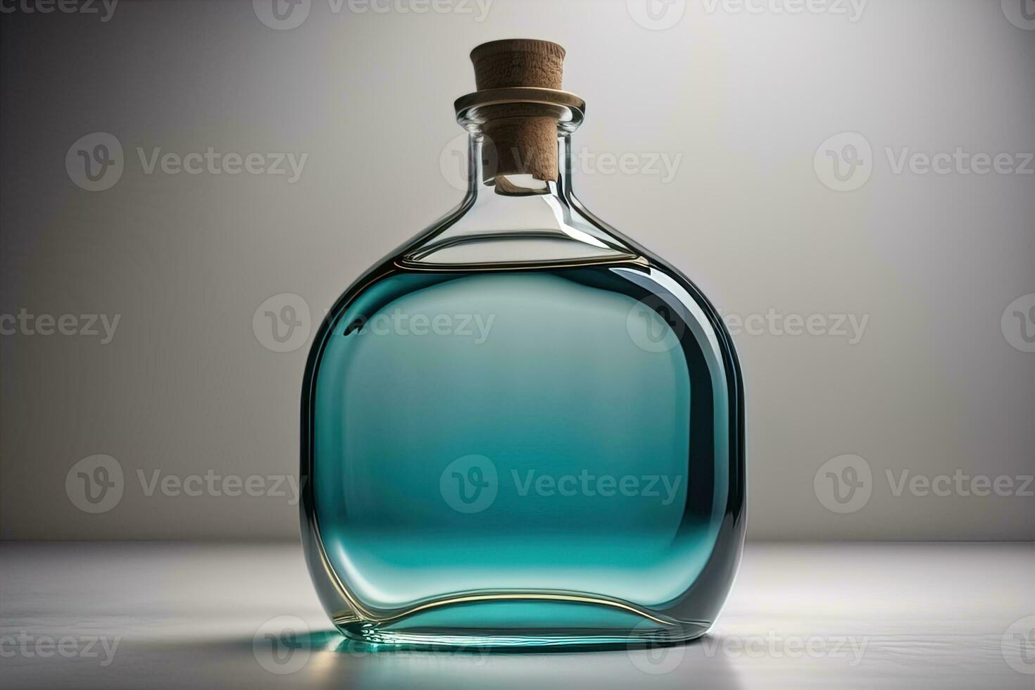 Bottle with a liquid on a solid color background. ai generative photo