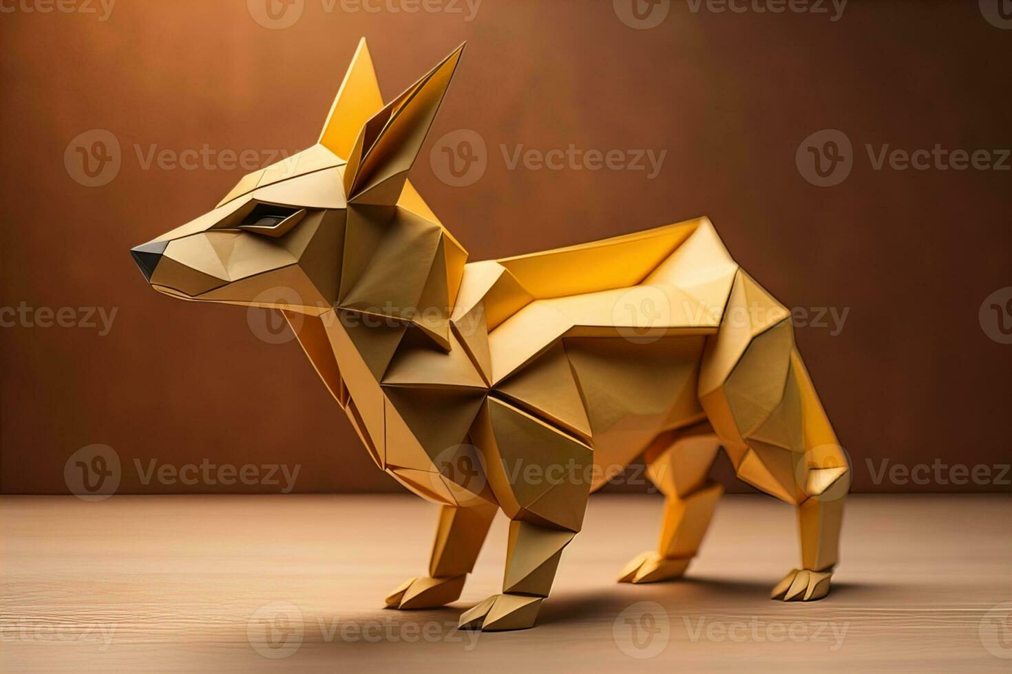 Paper origami animal isolated on solid color background. ai generative photo