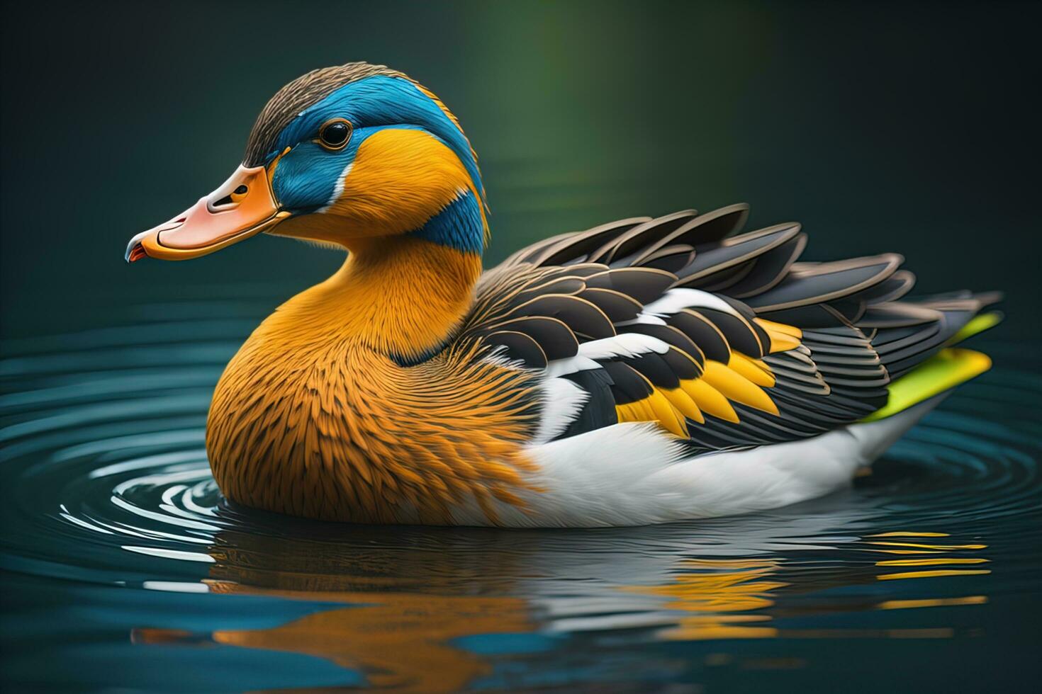 Beautiful duck on a solid color background. ai generative photo