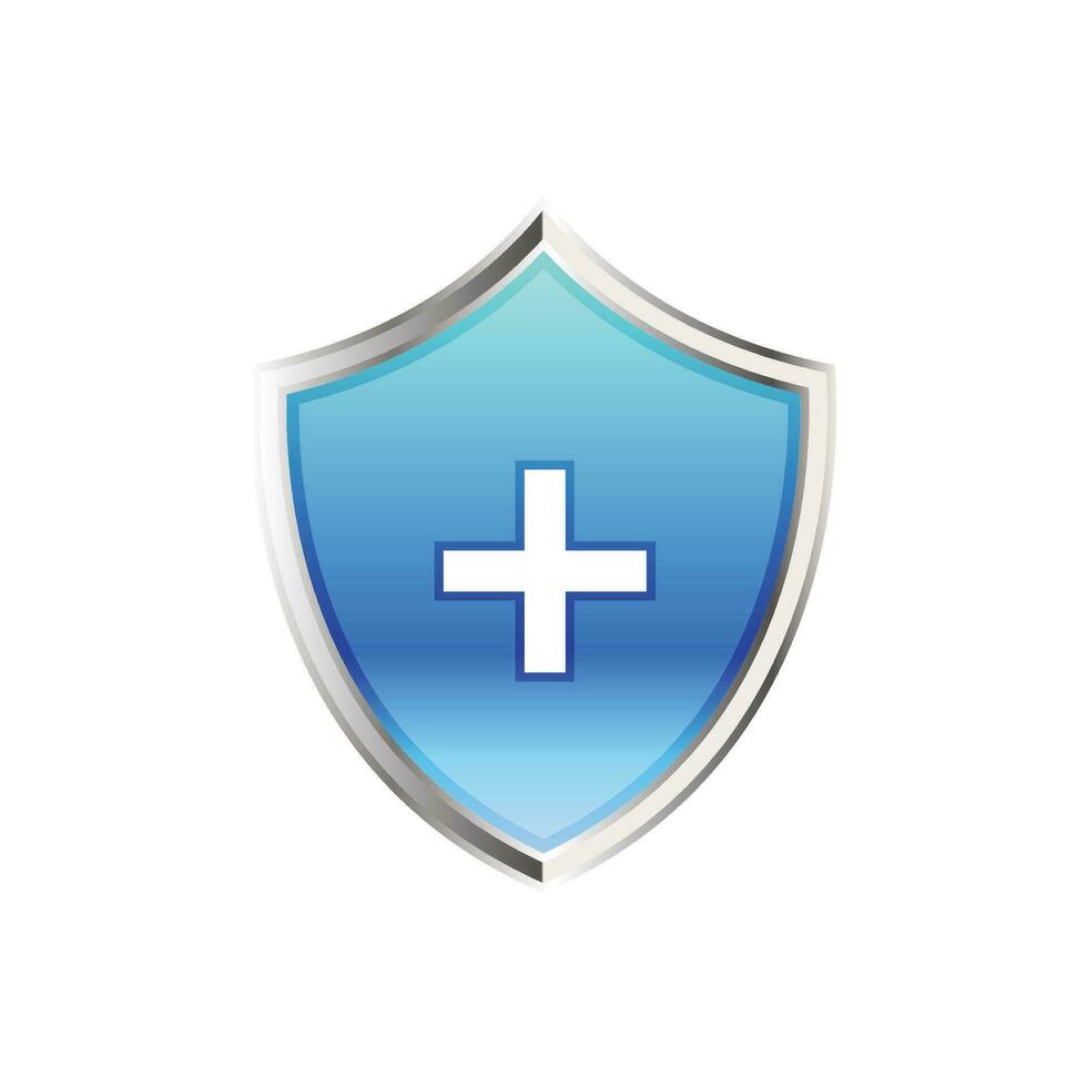 Vector medical shield protection symbol with cross sign