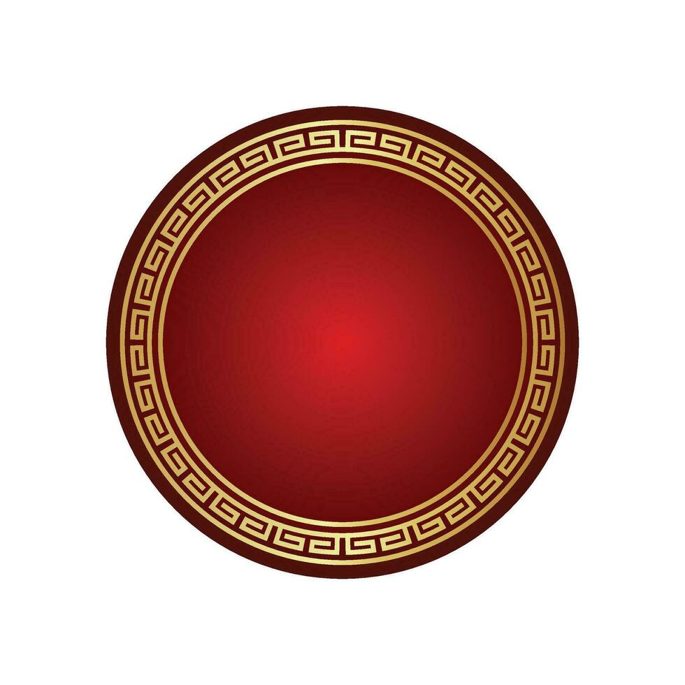 Vector traditional simple meander golden circle frame. chinese new year elements