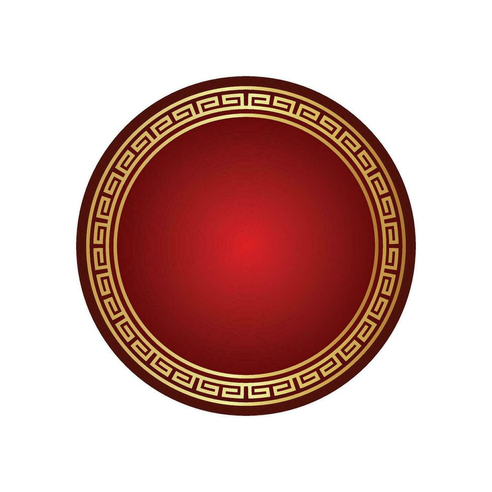 Vector traditional simple meander golden circle frame. chinese new year elements