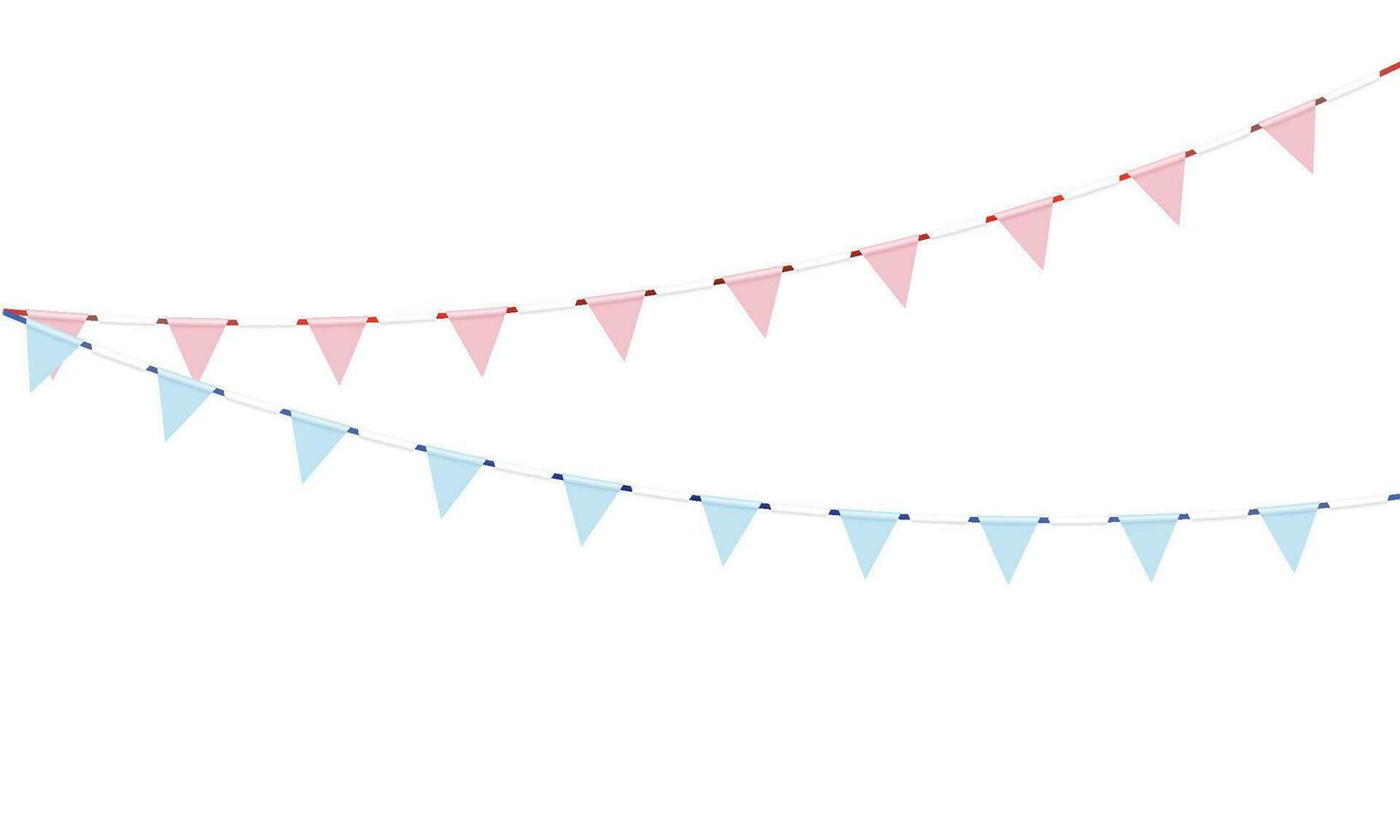 Vector pennant banner garland. hanging triangle flags pastel color. holiday party bunting