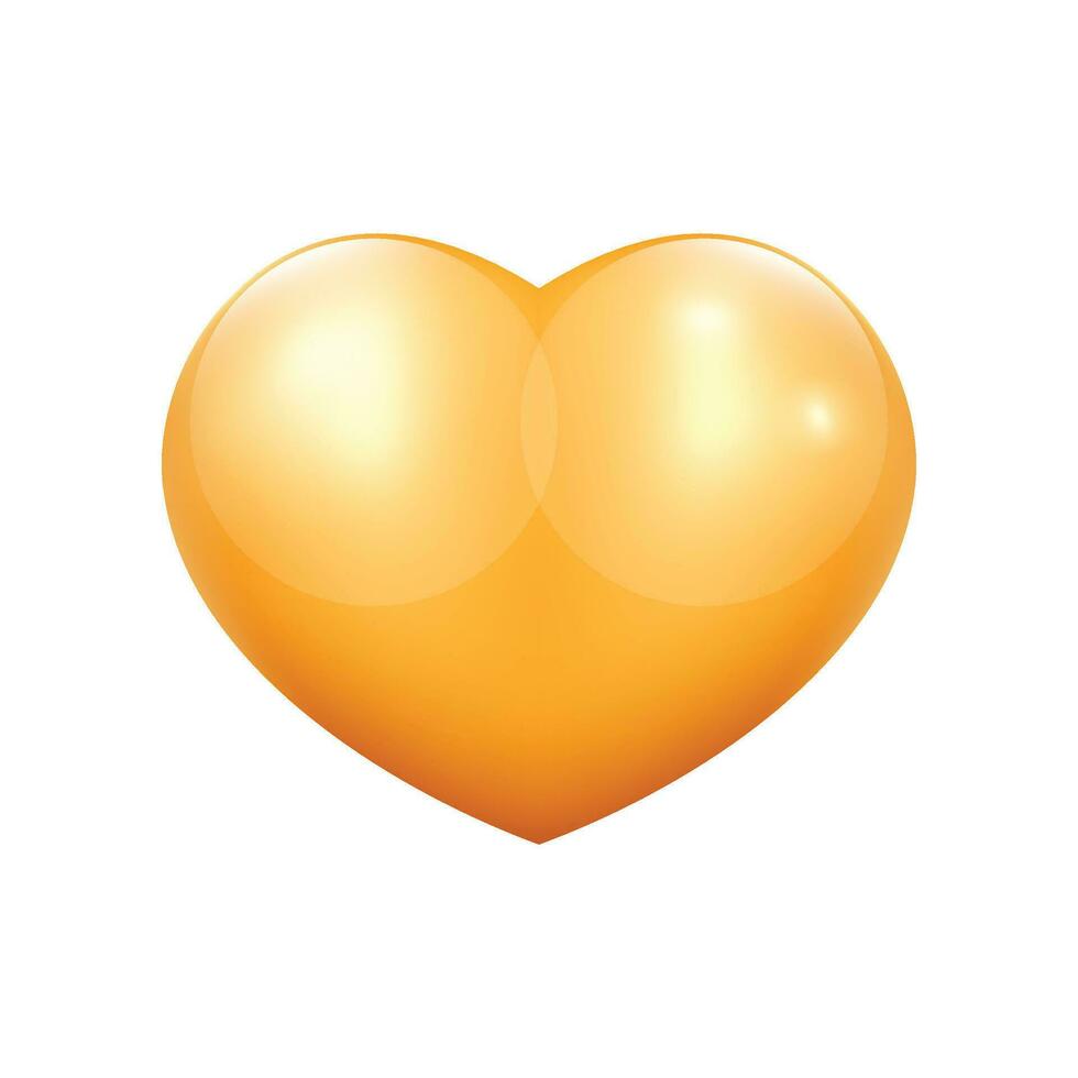 Vector realistic golden glossy heart isolated on white