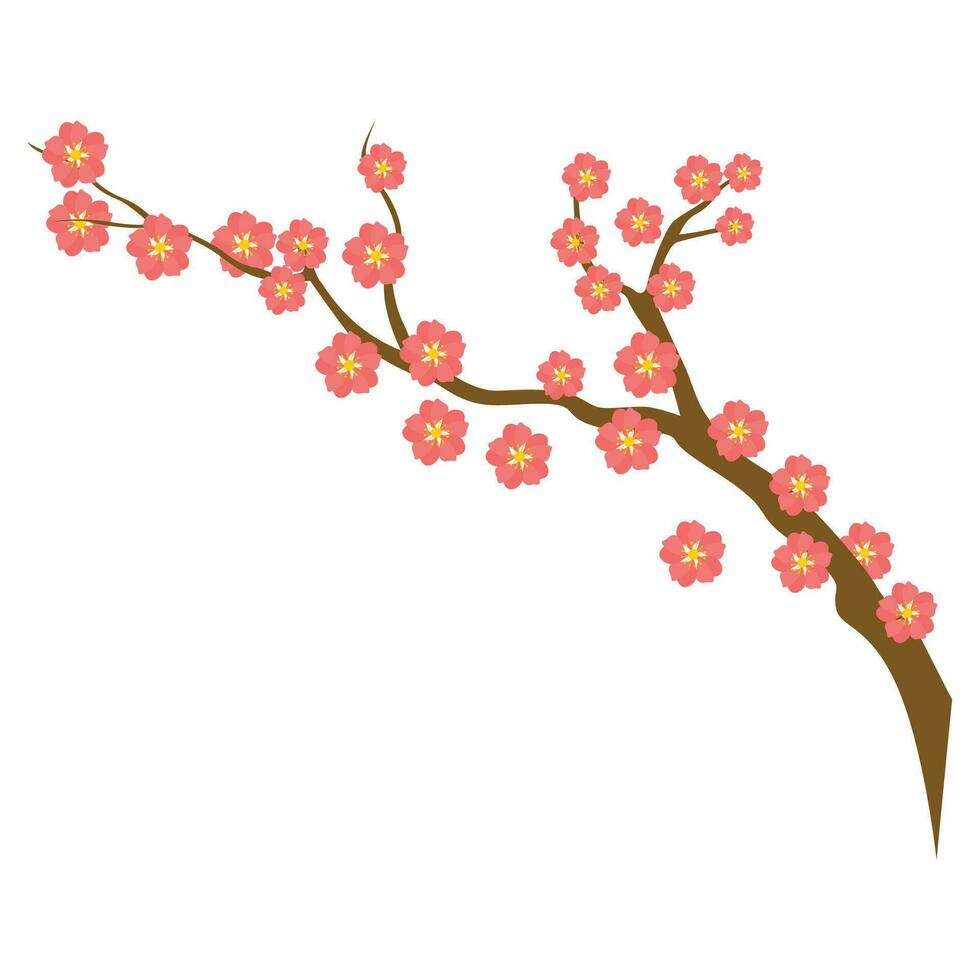 Vector realistic cherry blossom branch