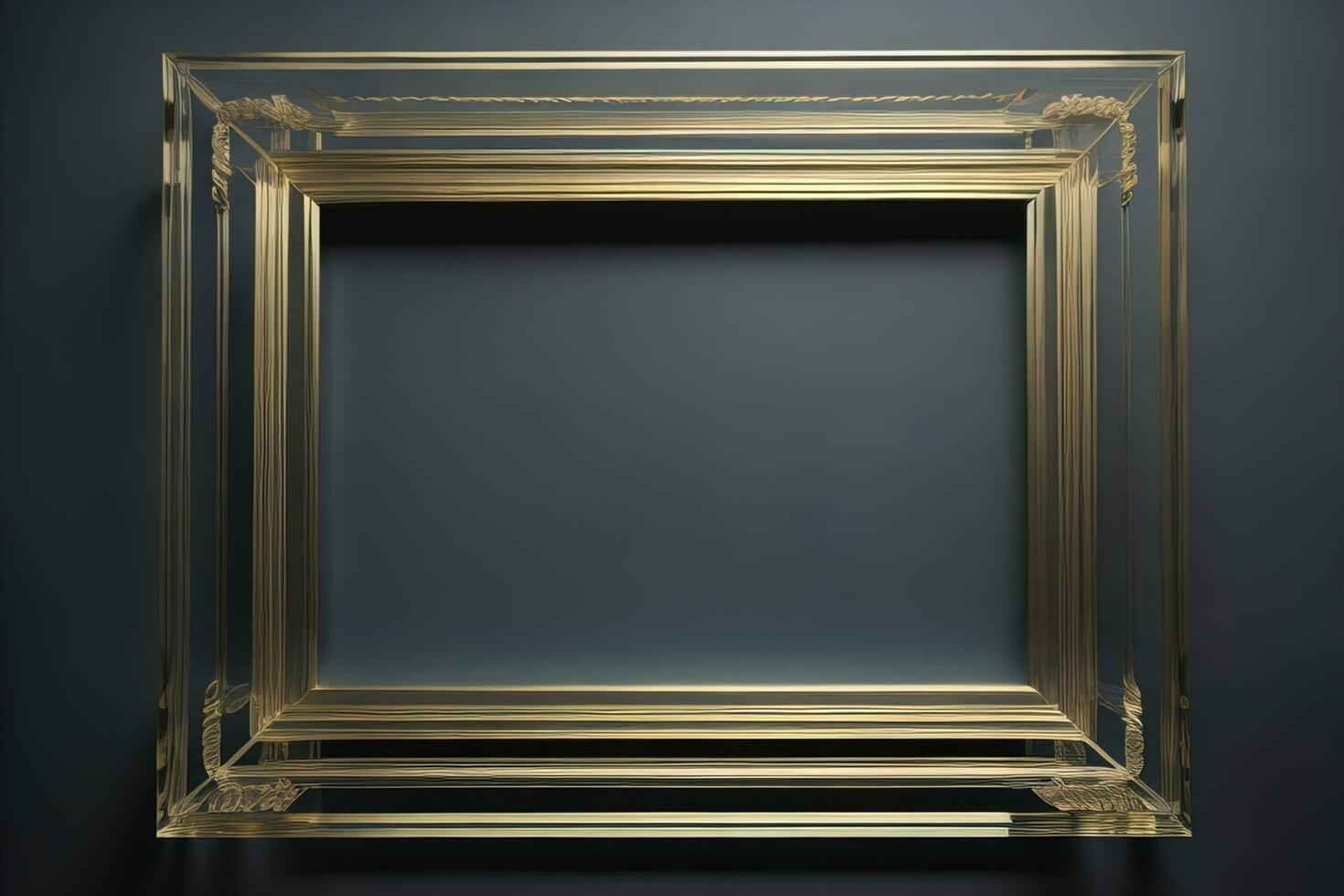 Glass picture frame on a solid color background. ai generative photo