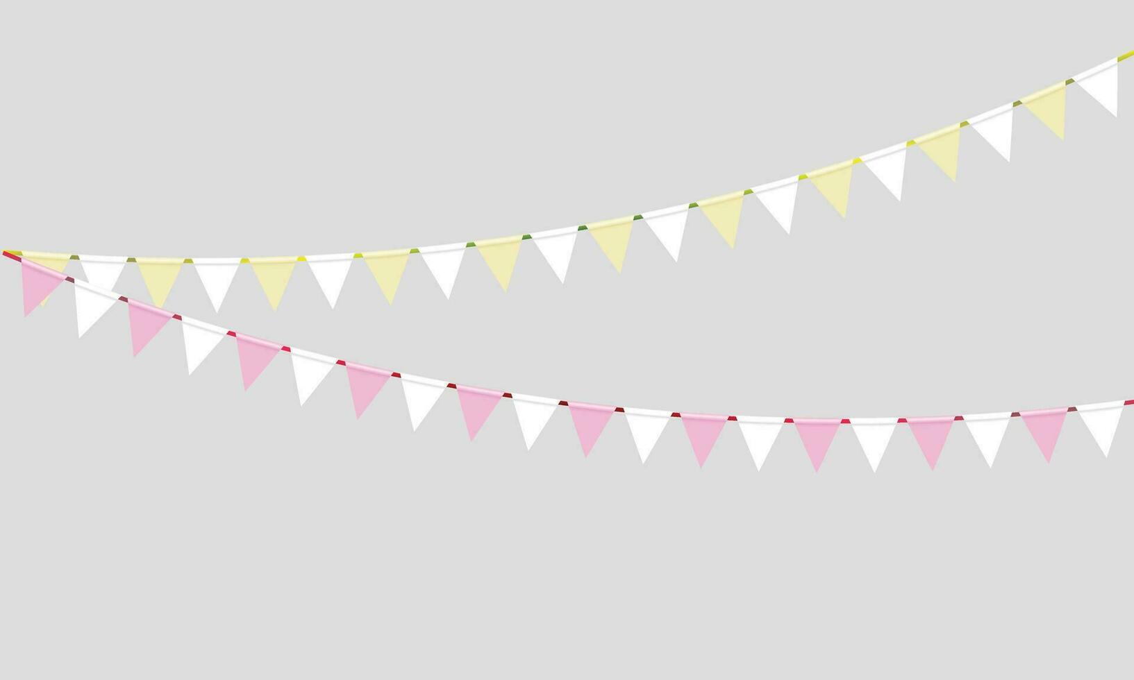 2 Vector pennant banner garland. hanging triangle flags pastel color. holiday party bunting