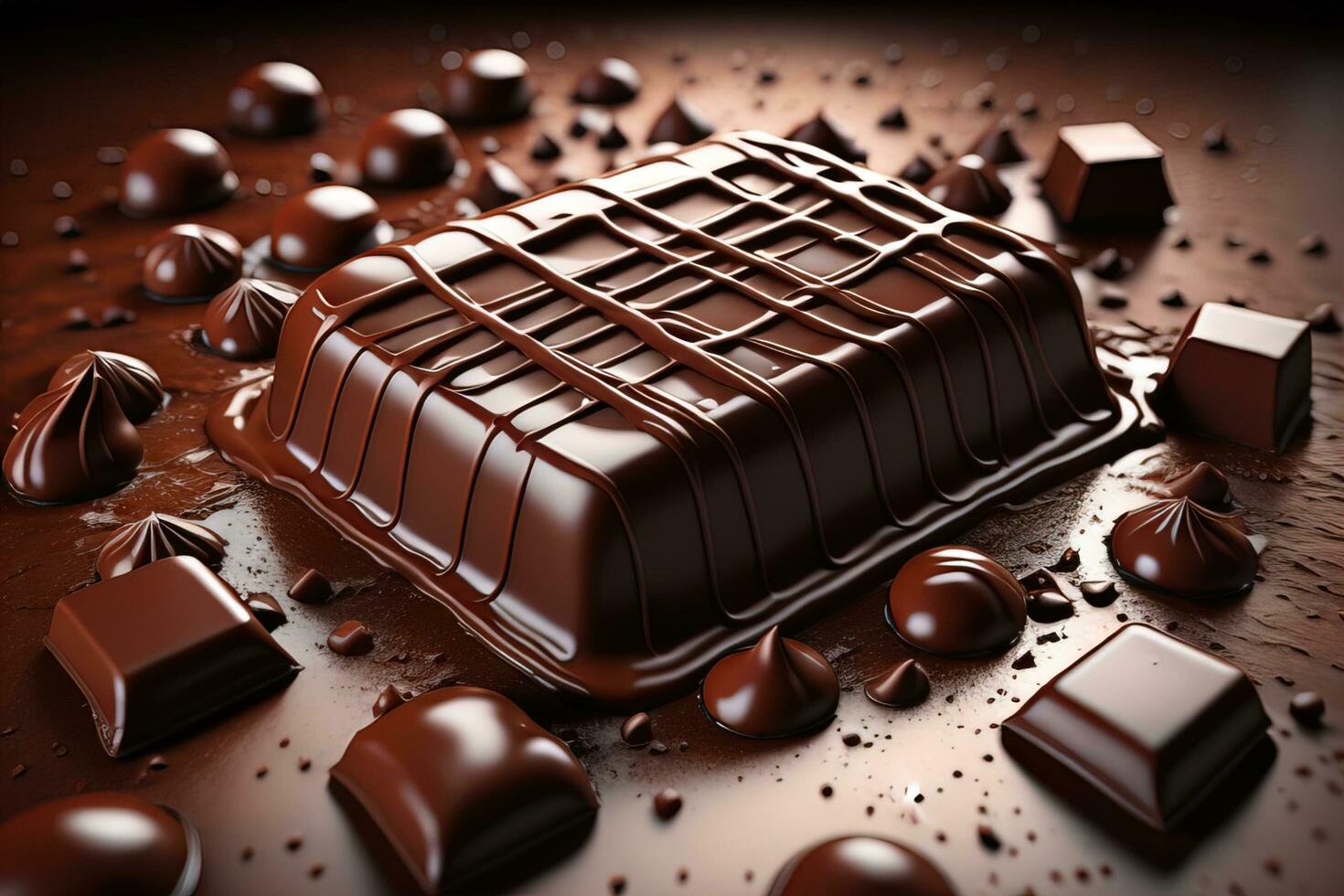 Chocolate truffles on a dark background. ai generative photo