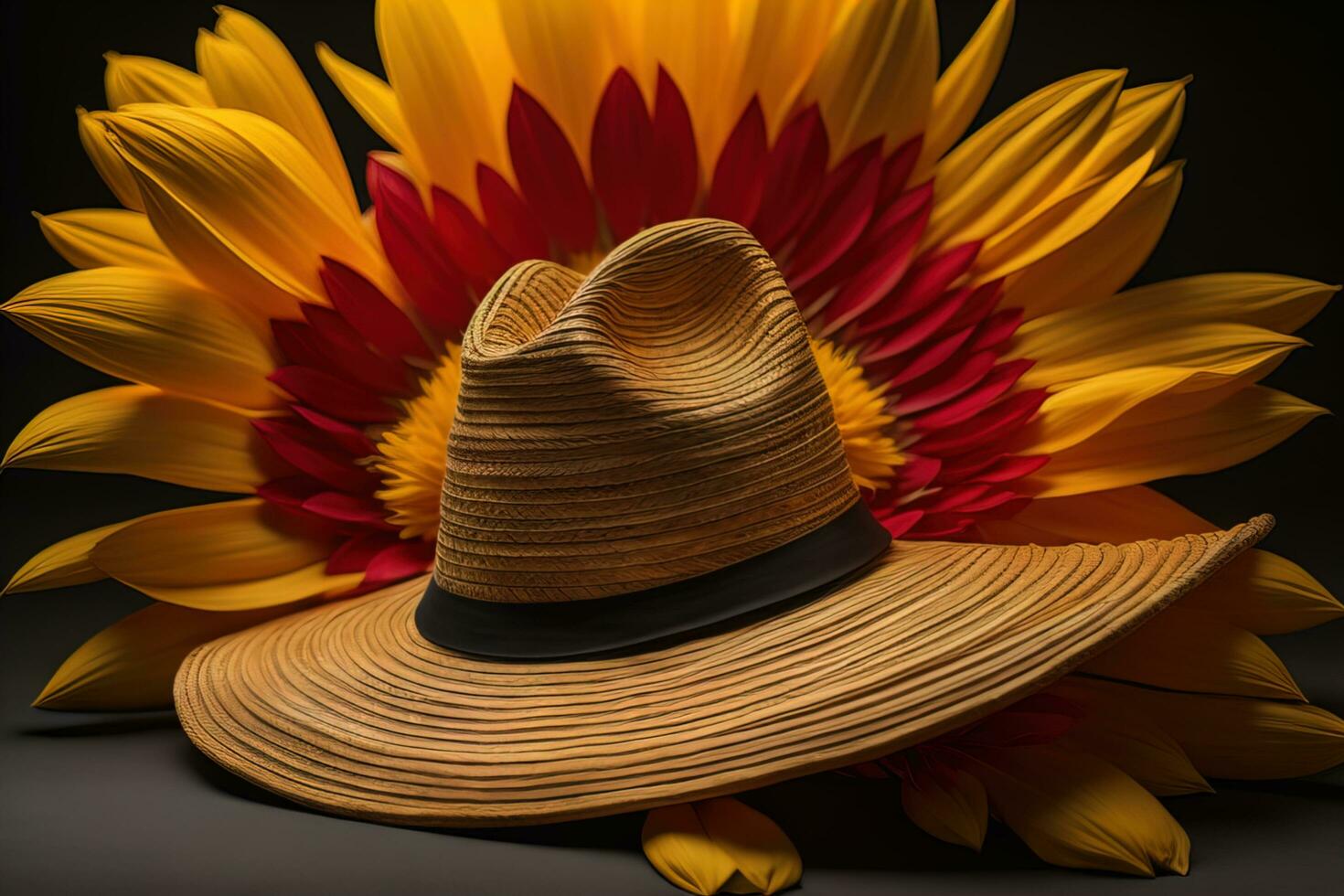 Fashionable hat on a solid color background. ai generative photo