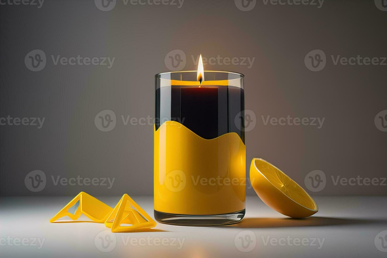 Creative burning candle on a wooden background. ai generative photo