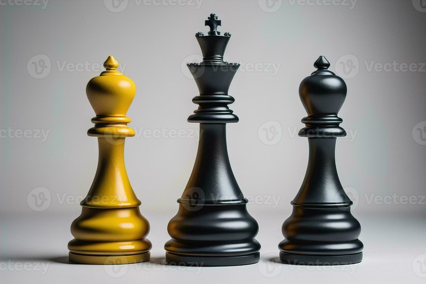 Different chess piece on a solid color background. ai generative photo