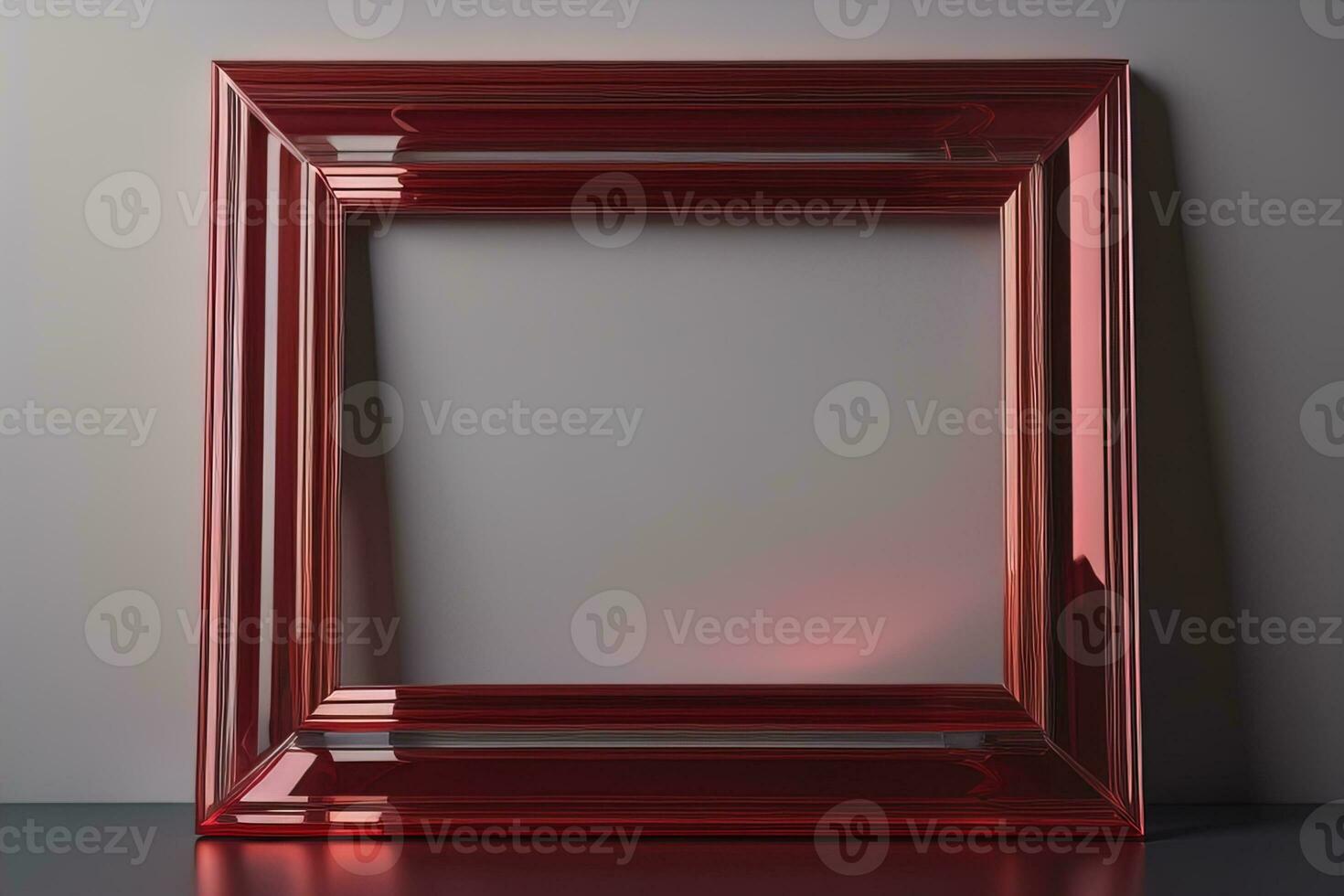 Glass picture frame on a solid color background. ai generative photo