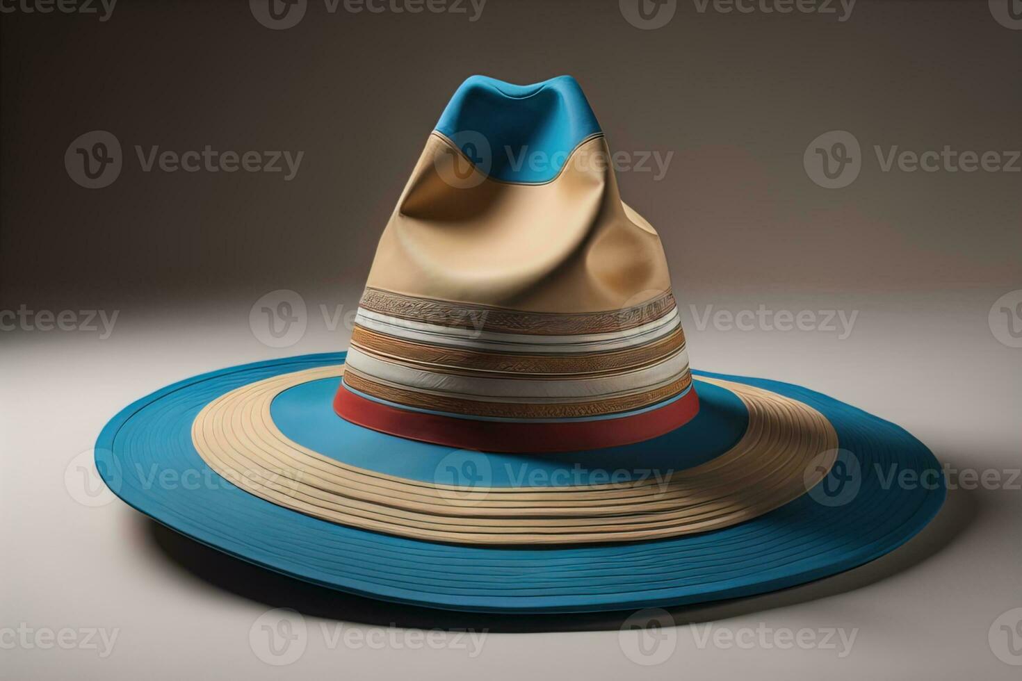 Fashionable hat on a solid color background. ai generative photo
