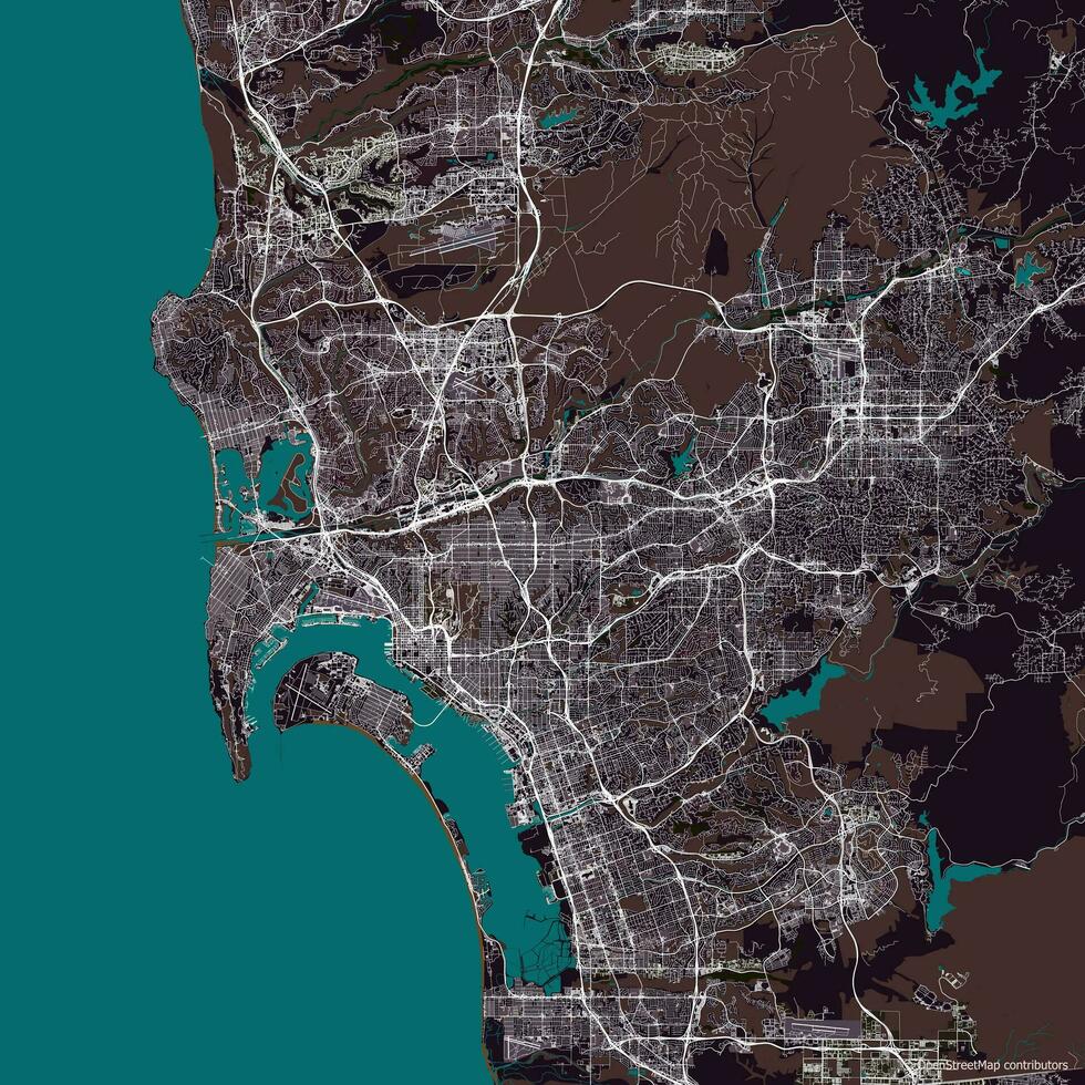 Vector city map of San Diego California USA