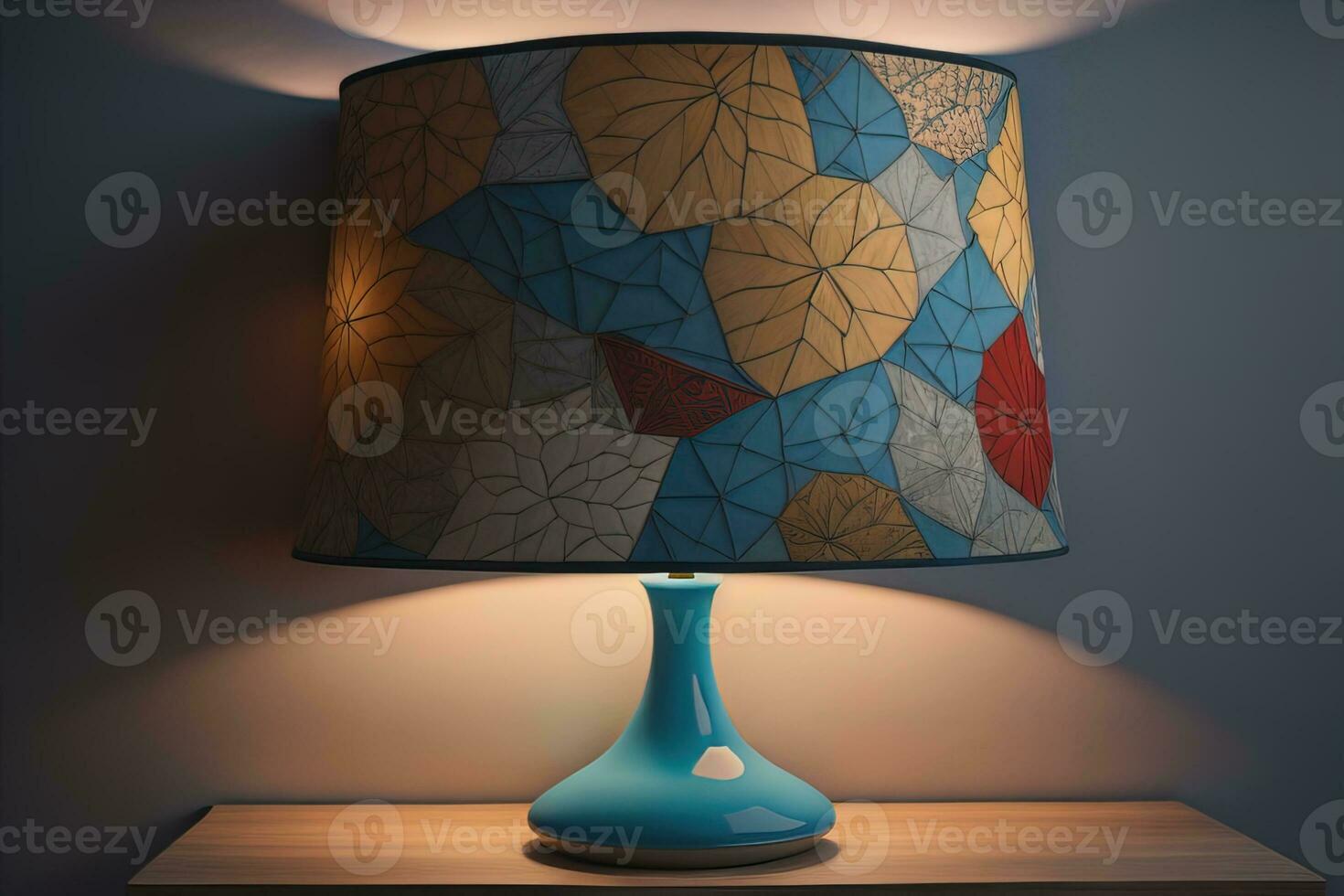decorative table lamp on solid color background. ai generative photo