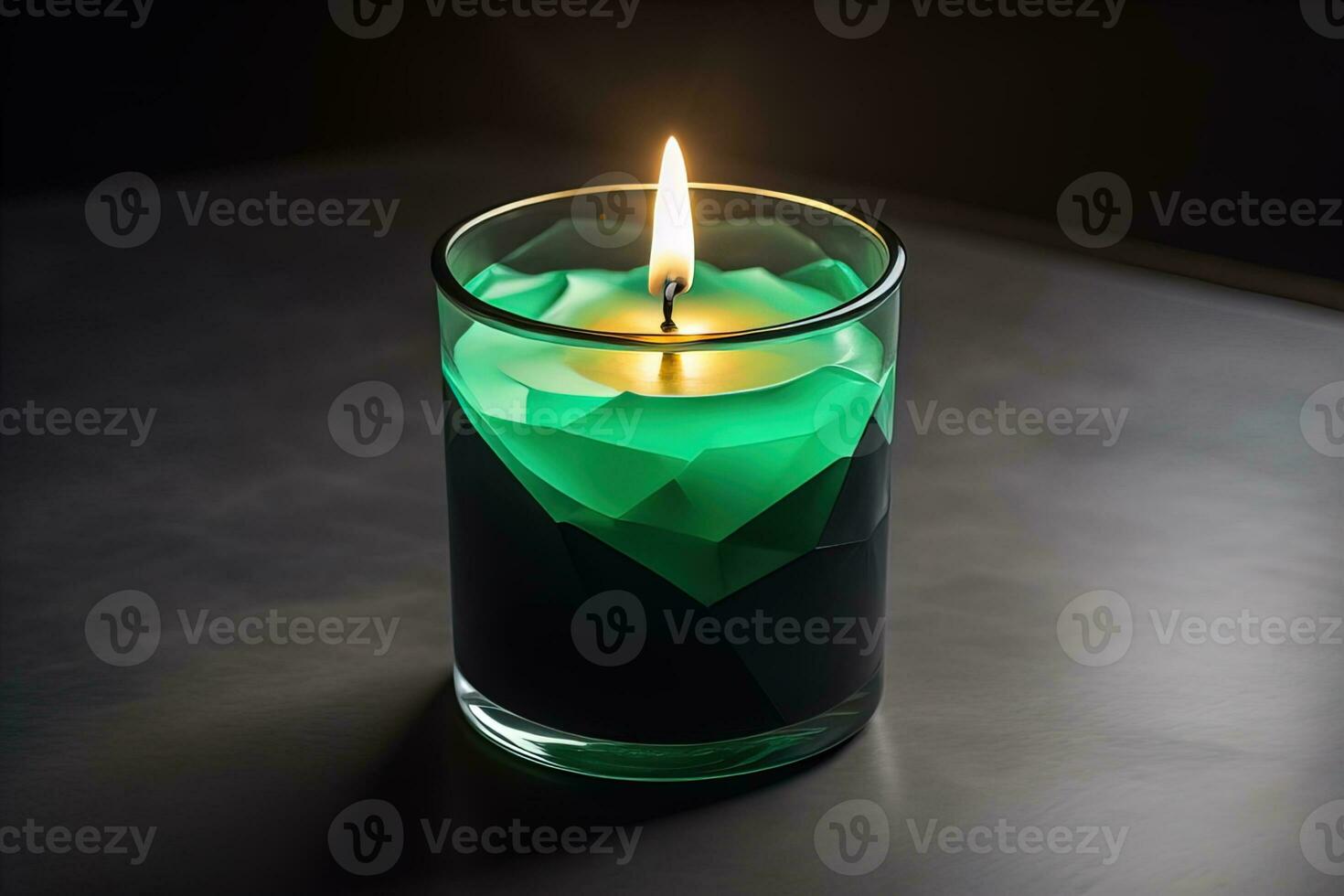 Creative burning candle on a wooden background. ai generative photo