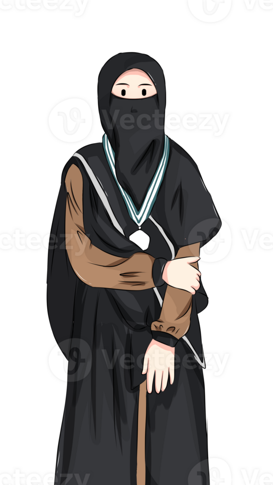 Muslim Woman in School Graduation Attire png