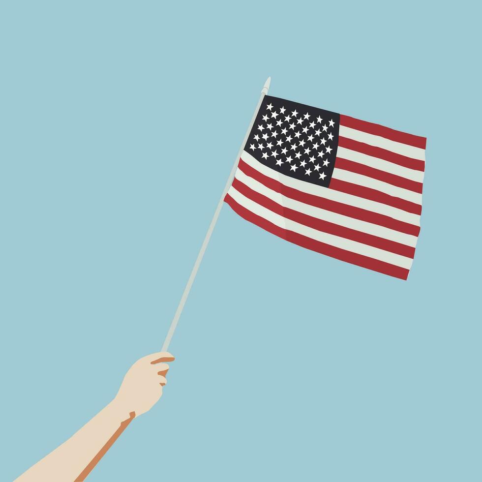 American Flag Held with Blue Sky Background vector