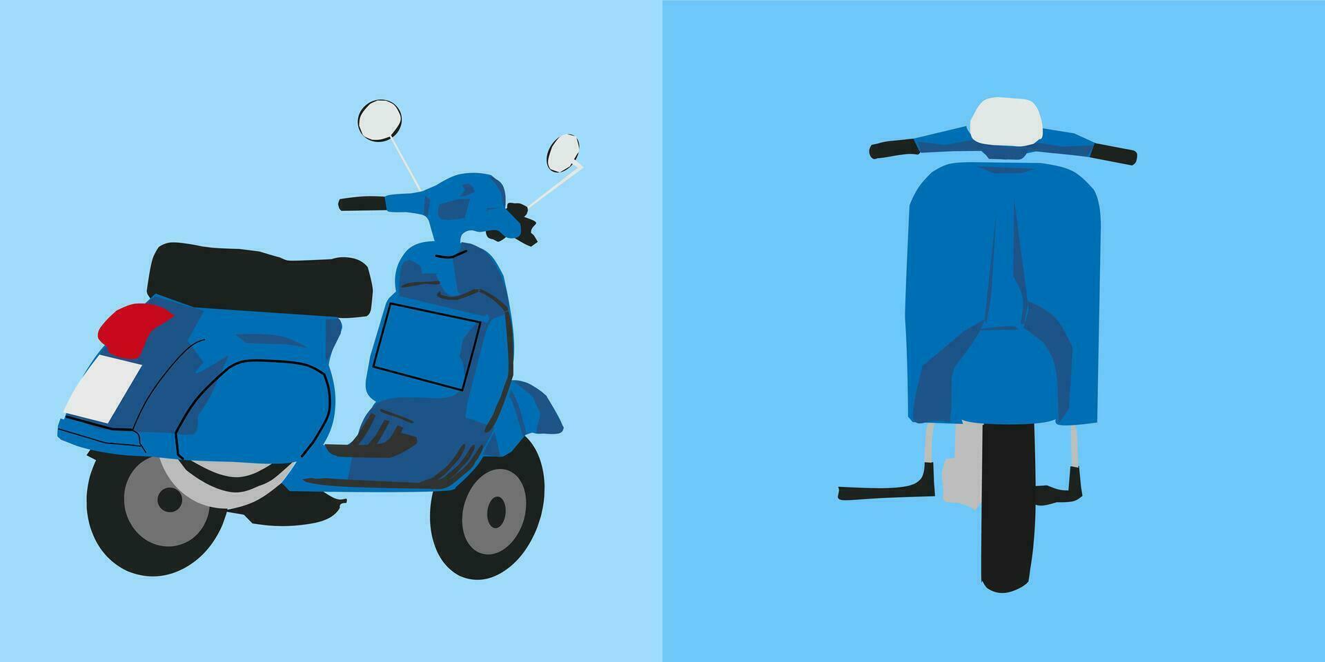 Two Blue Vespa Scooters vector