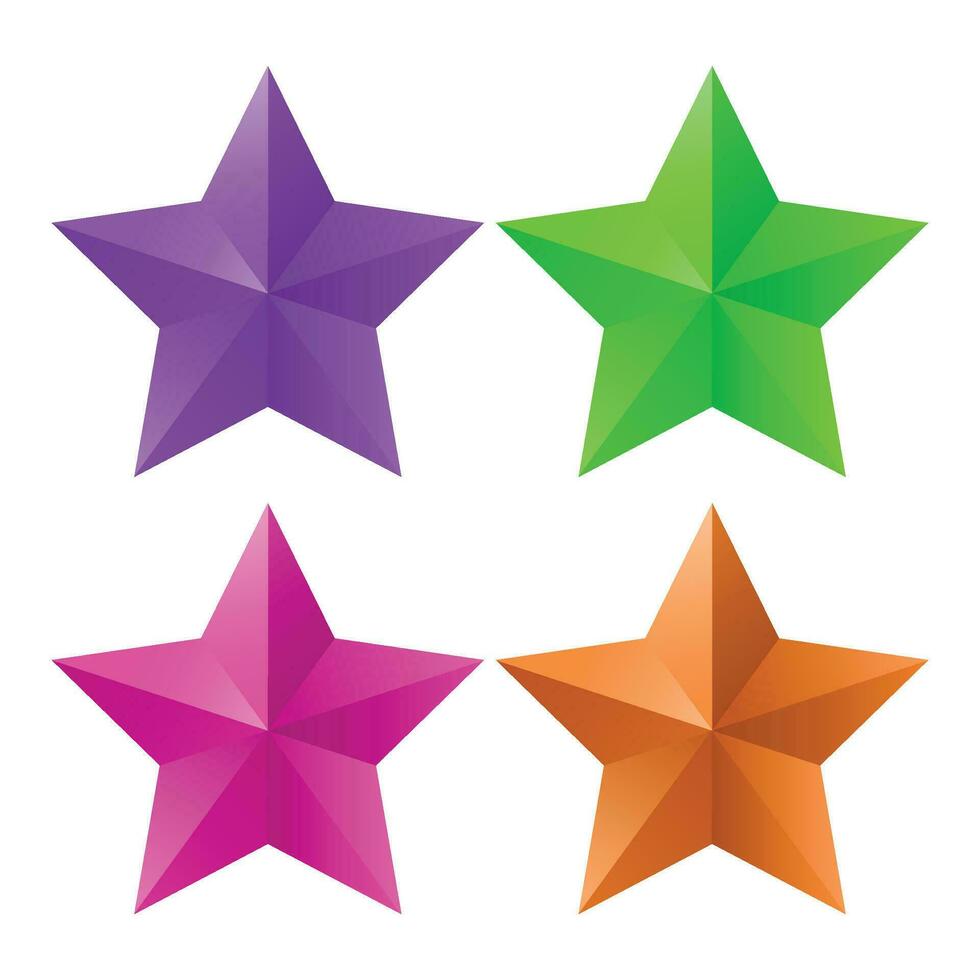 Vector 3d colorful metal star isolated on white background