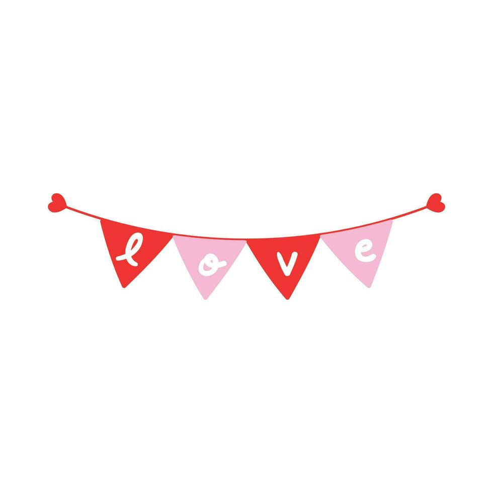 Vector cute festive bunting for valentines day isolated on white