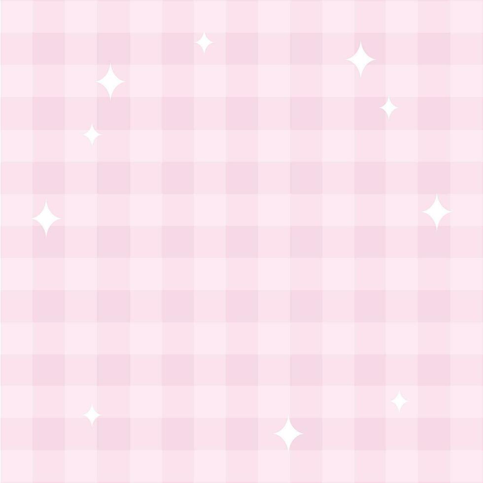 Vector cute pastel pink gingham checkers plaid aesthetic checkerboard pattern wallpaper illustration