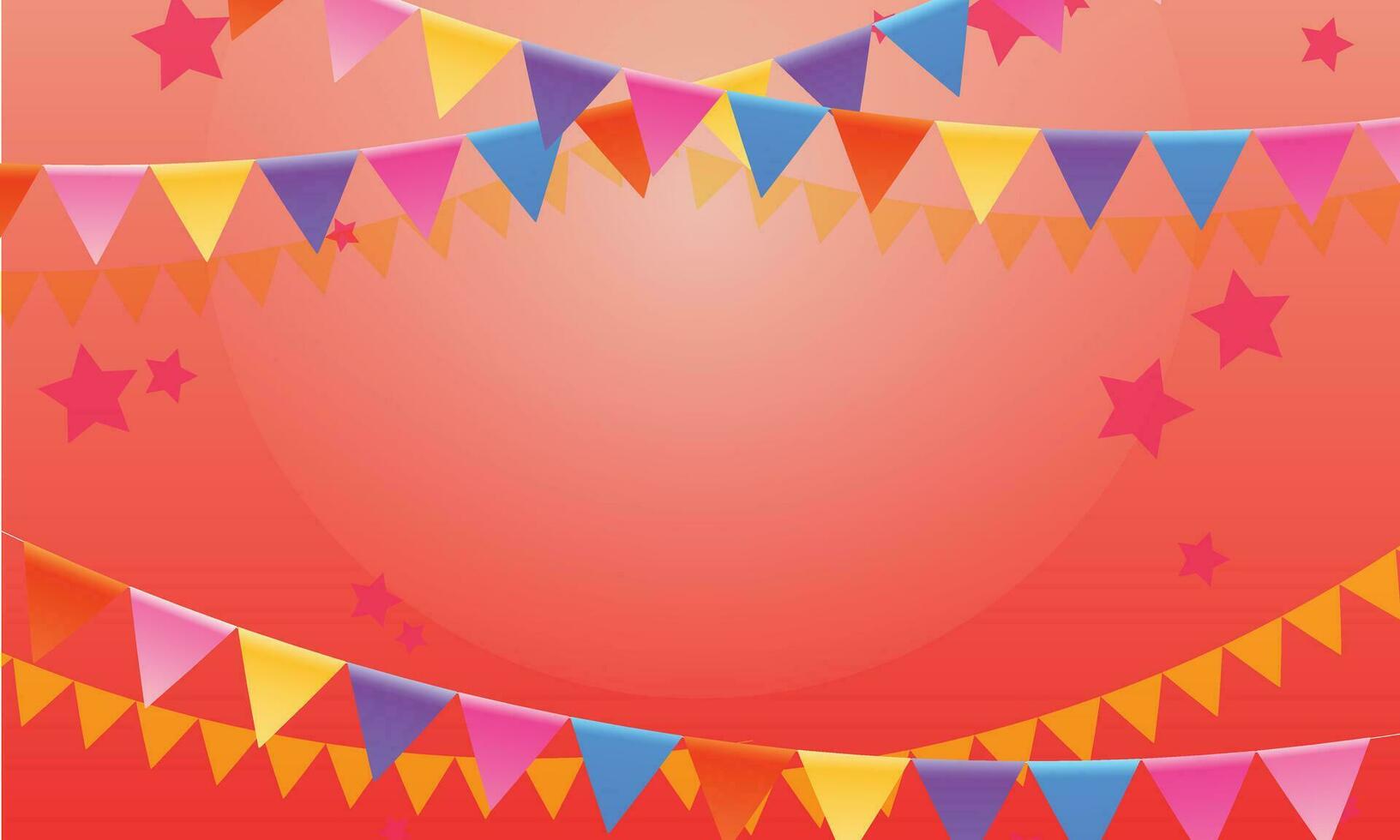 Vector multicolored bright buntings garlands, party flags with confetti