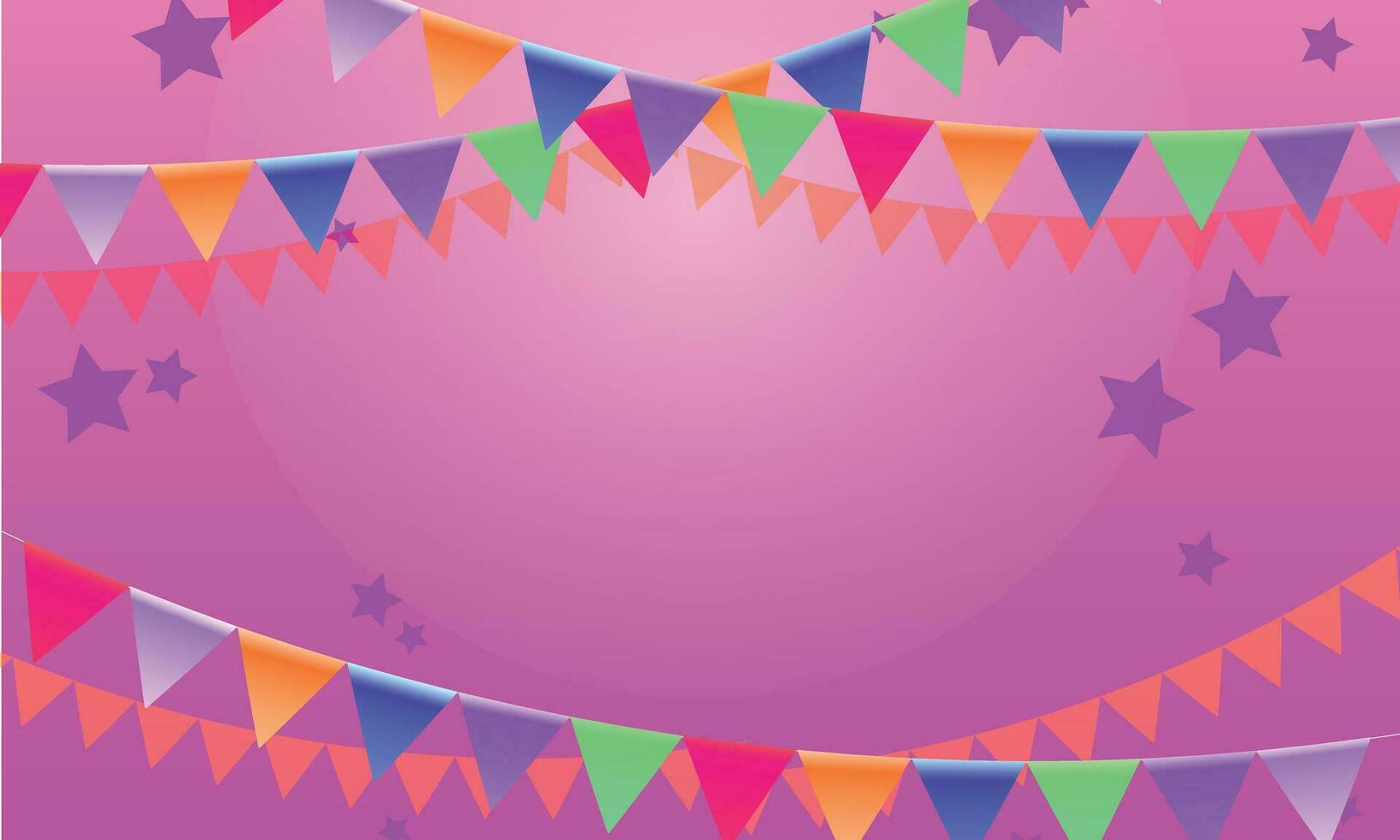 Vector multicolored bright buntings garlands, party flags with confetti