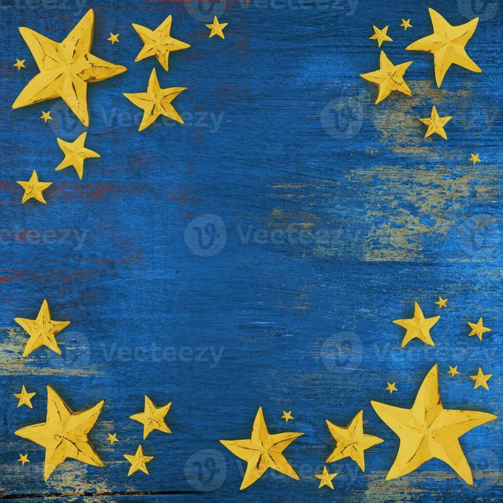 gold stars on blue background photo