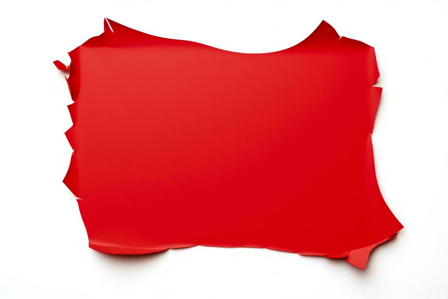 Red paper ripped message torn isolated on white background photo