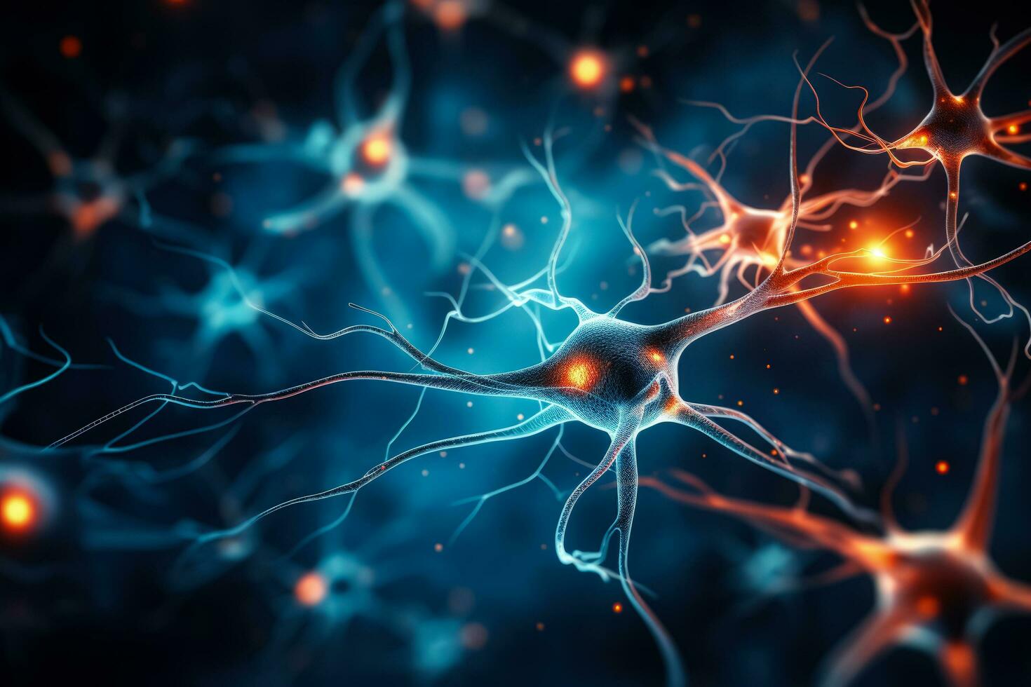 Synapse of neuron cell biology concept photo