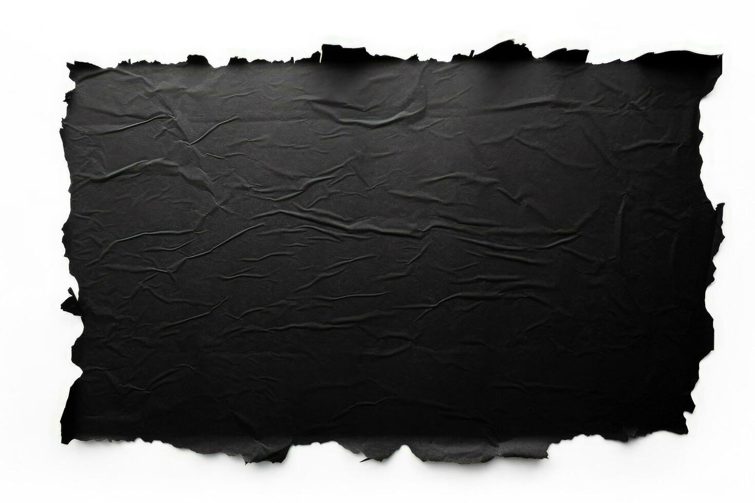 Damaged black paper isolated on white background isolated on white background photo