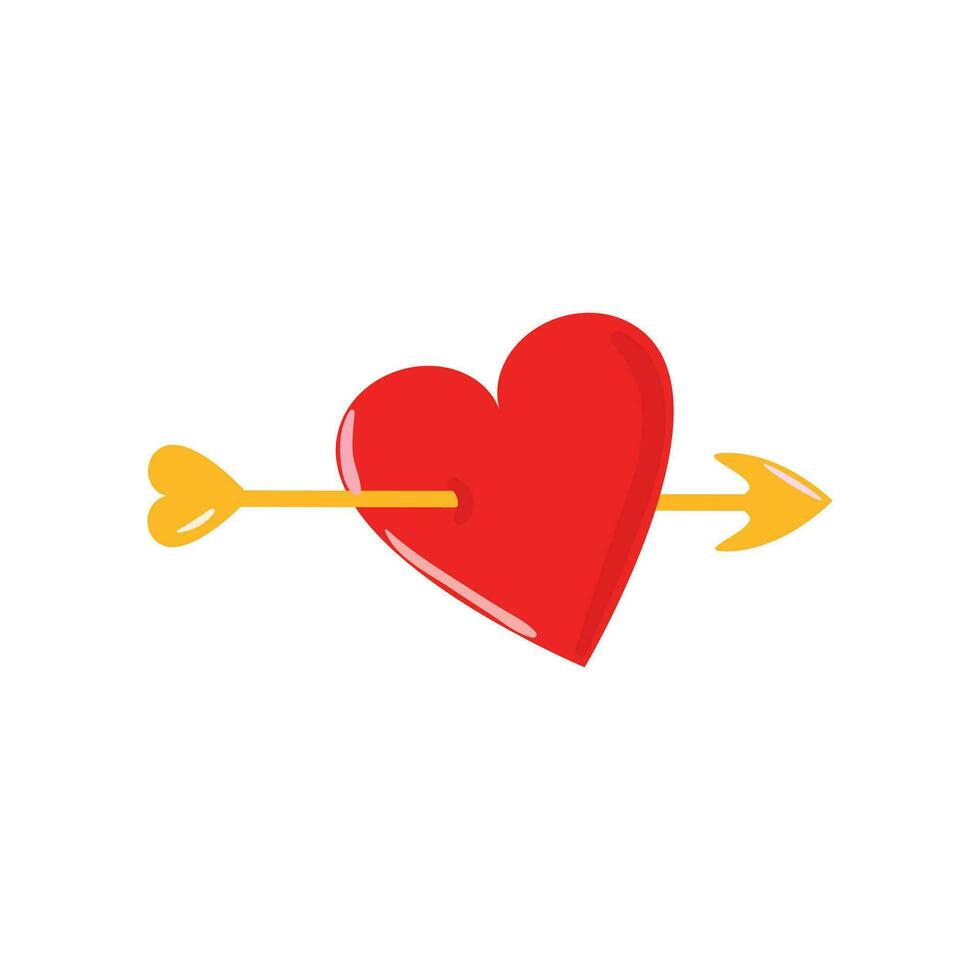 Vector cupid arrow heart illustration on white background