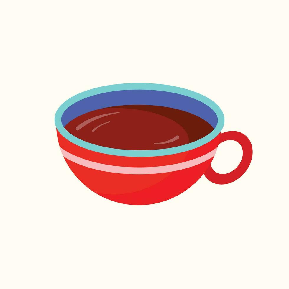 Vector cup with hot coffee drink latte