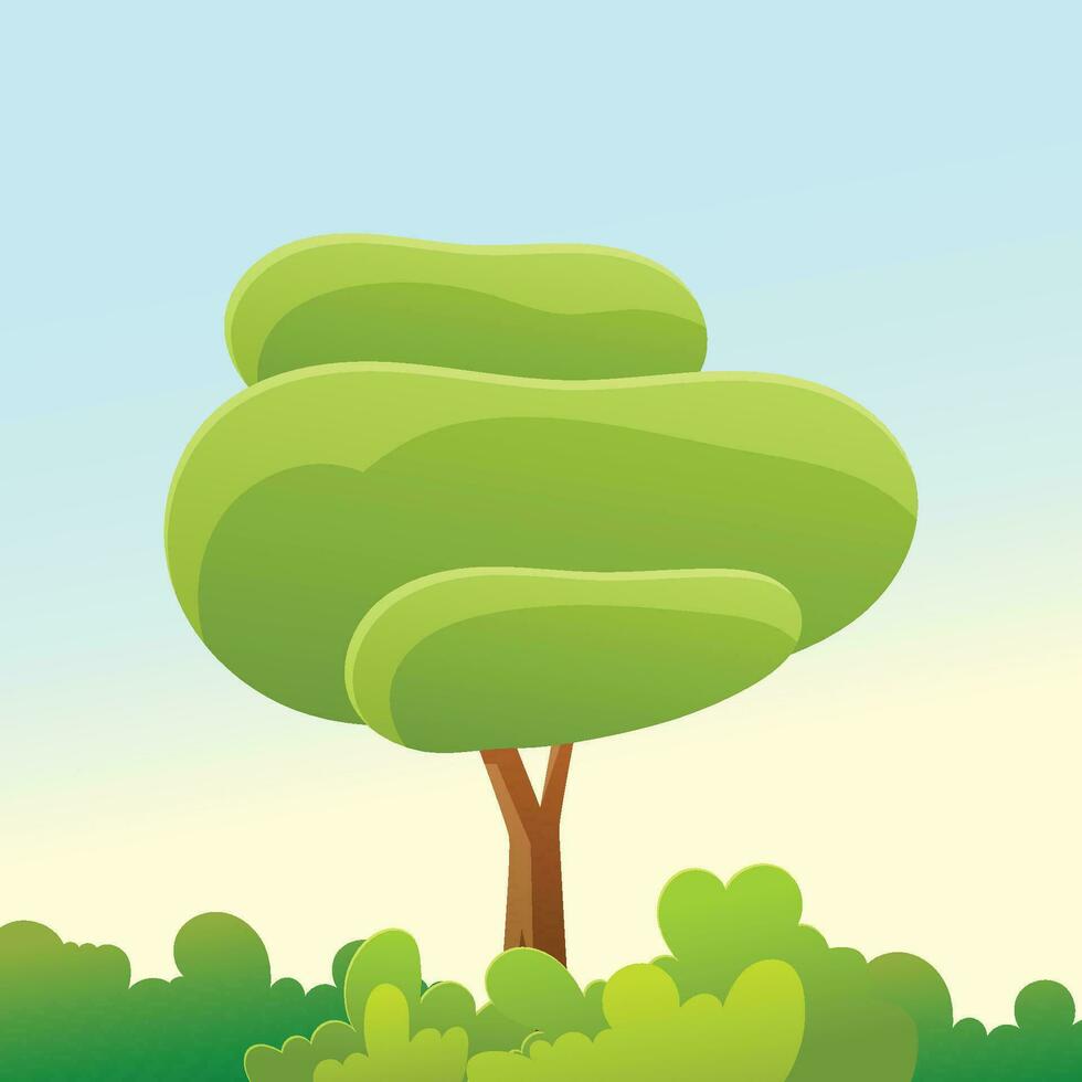 Vector park landscape with tree scene backkground