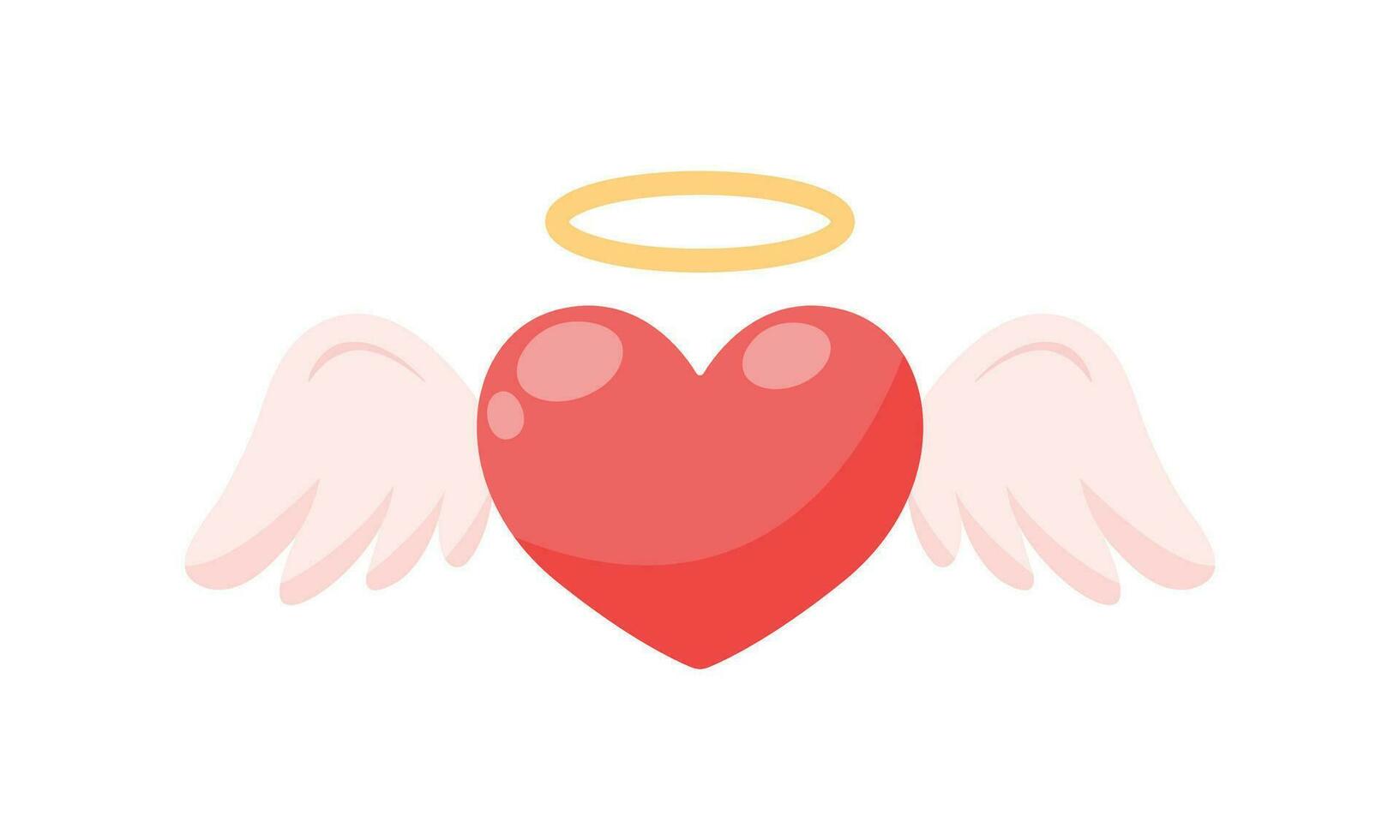Vector flying heart with wings flat cartoon design