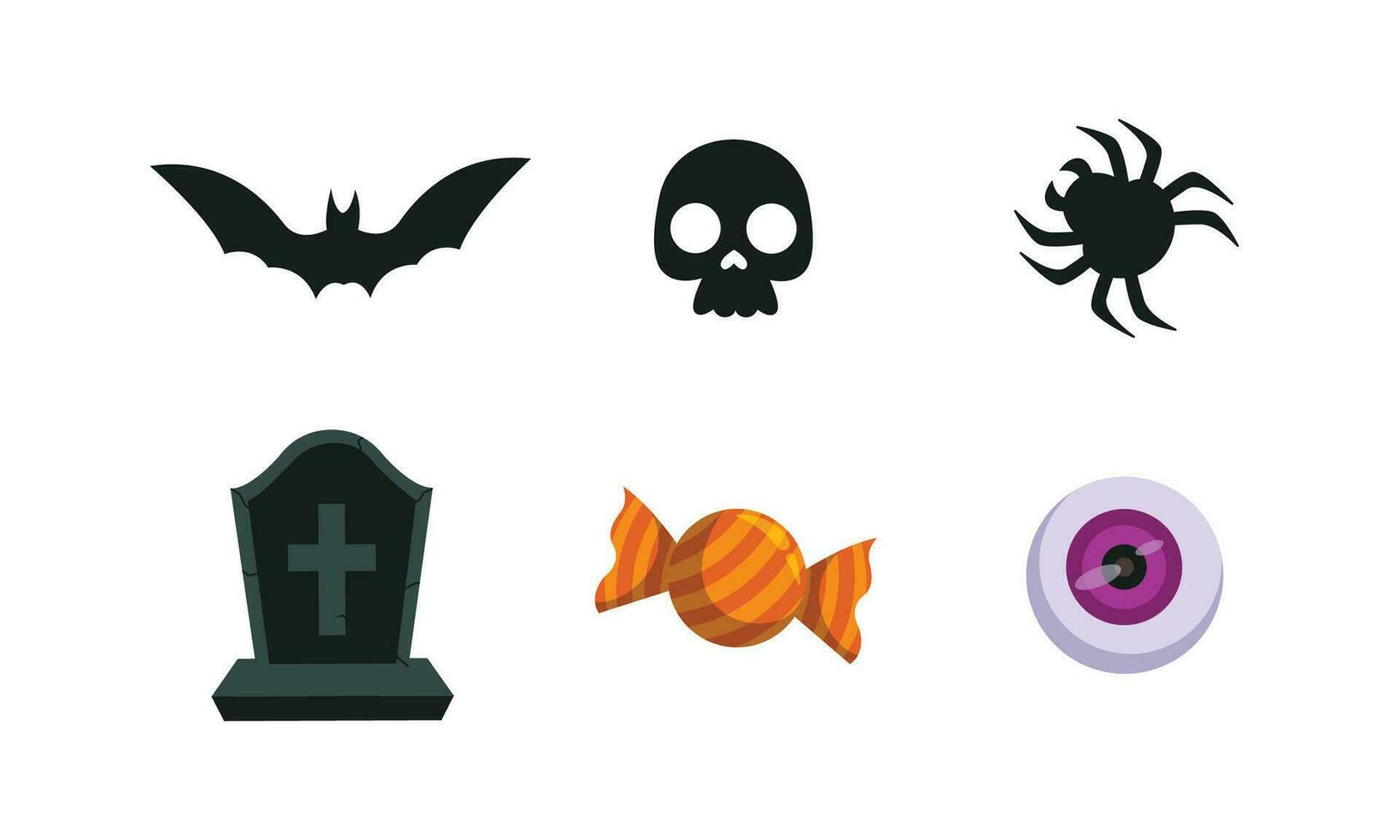 Vector flat halloween element collection on white background