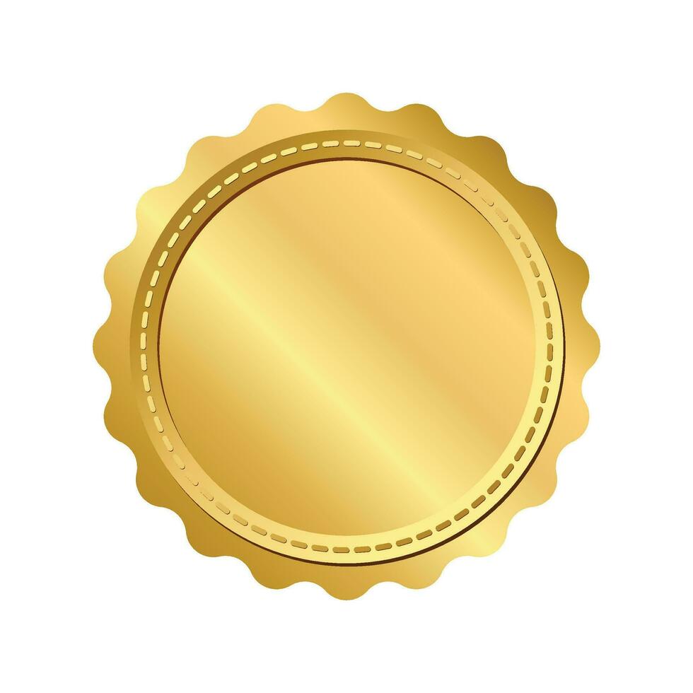 Vector modern gold circle metal badge, label and design elements. vector illustration