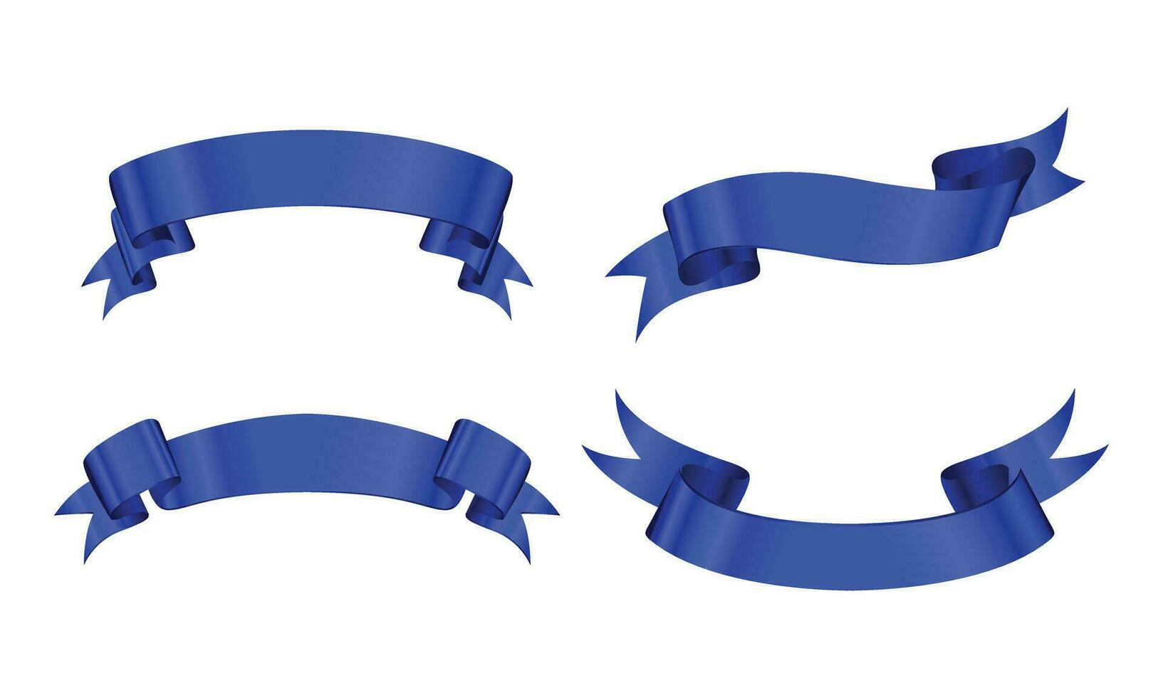 Vector blue glossy ribbon vector banners set. ribbon label blue glossy, ribbon curled tag