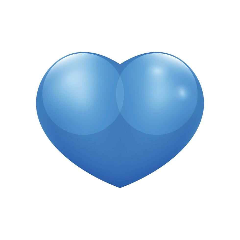 vector realista azul lustroso corazón aislado en blanco