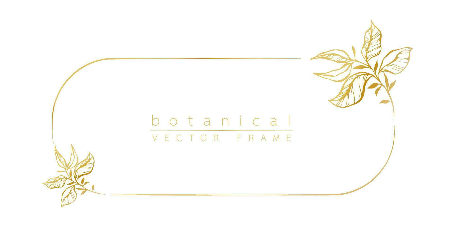 Logo template in minimal linear style with hand drawn branches and leaves. Elegant floral frame. Botanical vector illustration for labels, corporate identity, wedding invitation, save the date