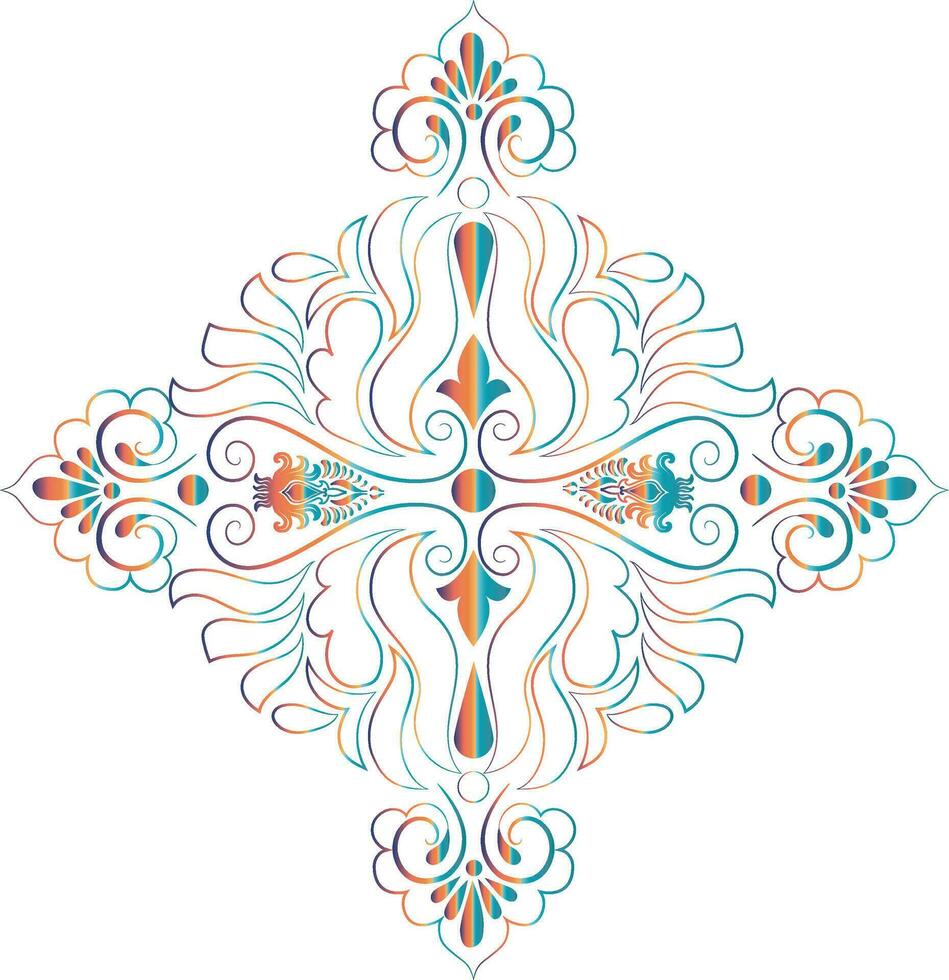 damask ornamental elements retro elegance symmetric shapes vector