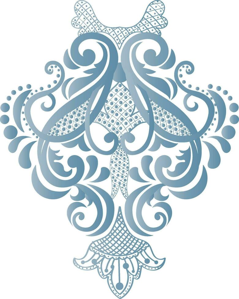 damask ornamental elements retro elegance symmetric shapes vector