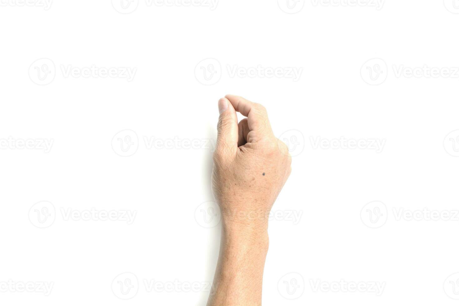 Empty hand holding with clipping path isolated on the white background. photo