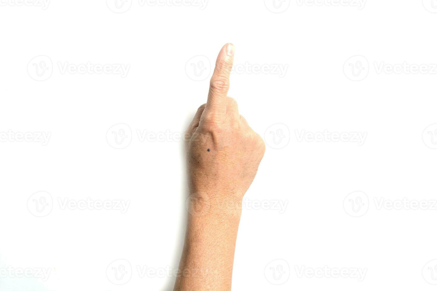 Empty hand holding with clipping path isolated on the white background. photo