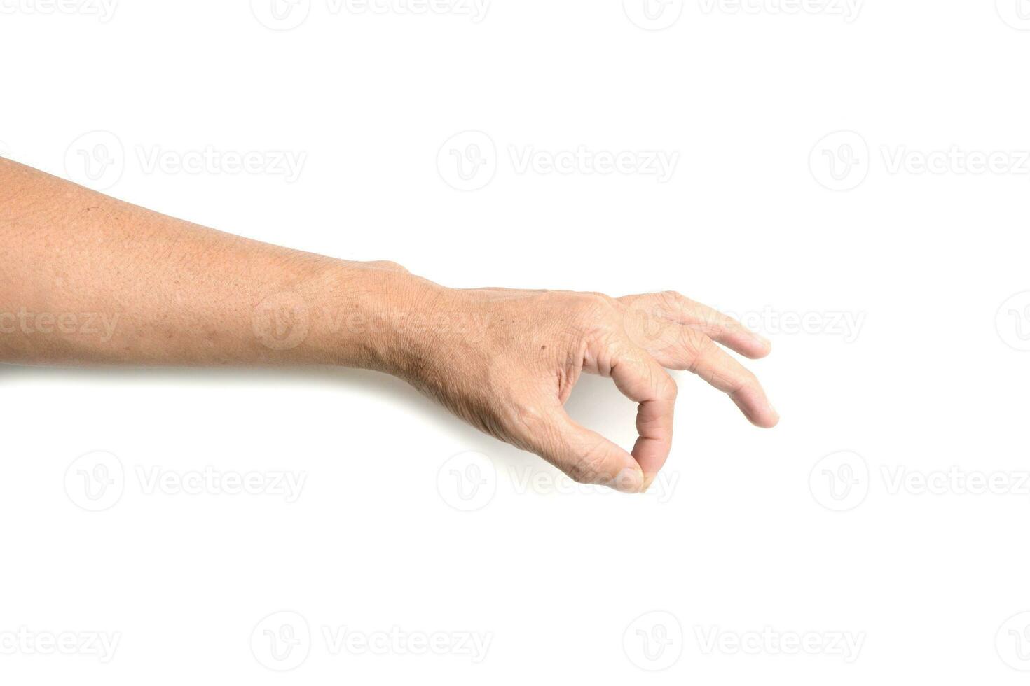 Empty hand holding with clipping path isolated on the white background. photo