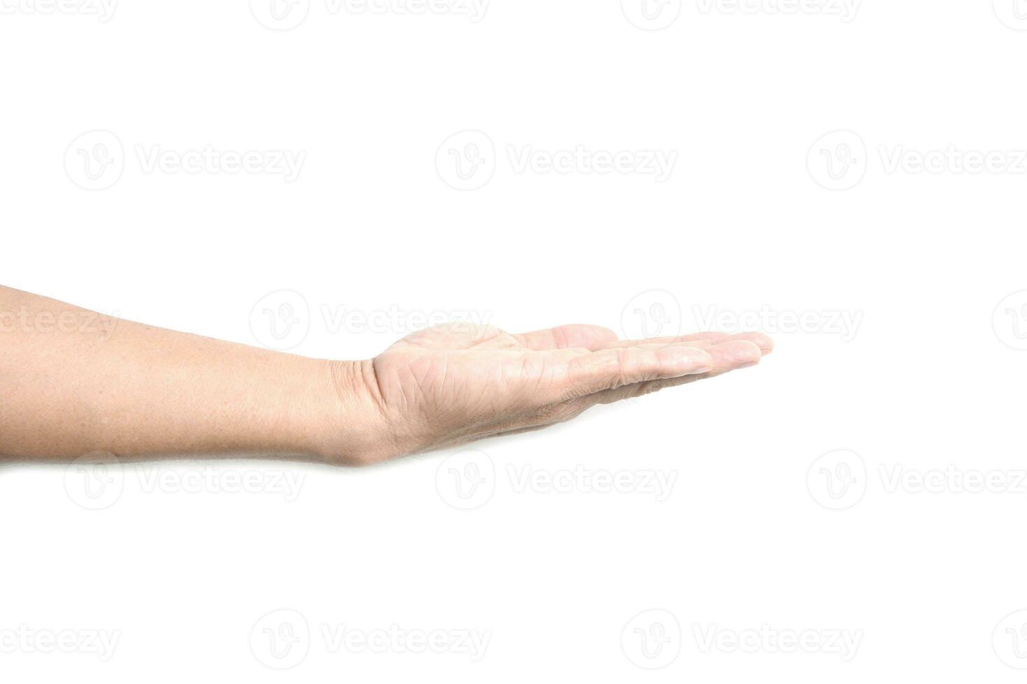 Empty hand holding with clipping path isolated on the white background. photo